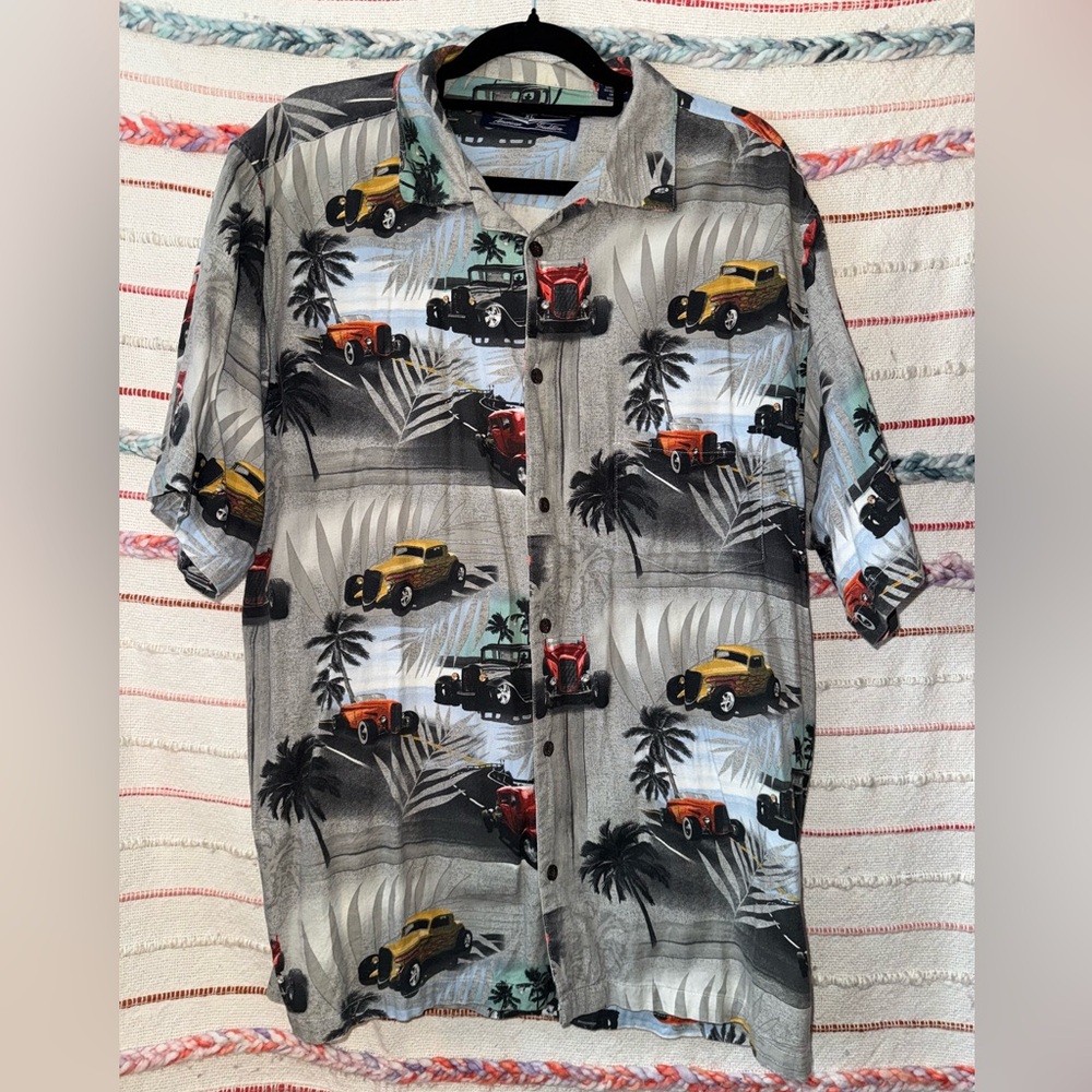Vintage Car Print Men's Button Up Shirt